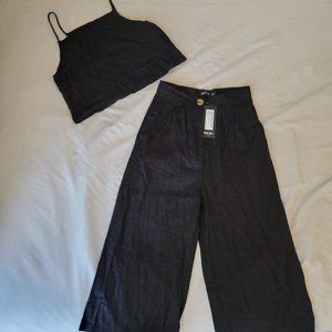 Black cami & Culotte linen Co-Ord